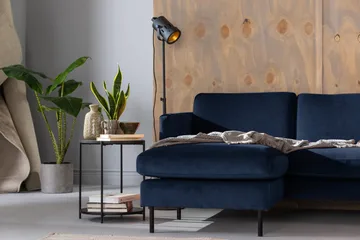 Teodin Hjørnesofa med Divan Venstre Fløyel - Blå - Møbler - Sofaer - Hjørnesofaer - Hjørnesofa med divan