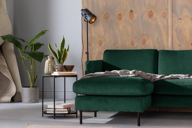 Teodin Hjørnesofa med Divan Venstre Fløyel - Grønn - Møbler - Sofaer - Hjørnesofaer - Hjørnesofa med divan