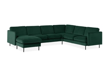 Teodin Hjørnesofa med Divan Venstre Fløyel - Grønn - Møbler - Sofaer - Hjørnesofaer - Hjørnesofa med divan
