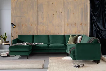 Teodin Hjørnesofa med Divan Venstre Fløyel - Grønn - Møbler - Sofaer - Hjørnesofaer - Hjørnesofa med divan