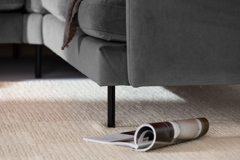 Teodin Hjørnesofa med Divan Venstre Fløyel - Lysegrå - Møbler - Sofaer - Hjørnesofaer - Hjørnesofa med divan