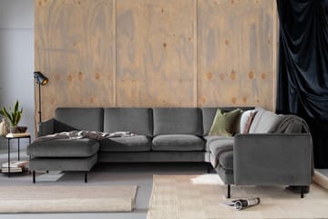 Teodin Hjørnesofa med Divan Venstre Fløyel - Lysegrå - Møbler - Sofaer - Hjørnesofaer - Hjørnesofa med divan