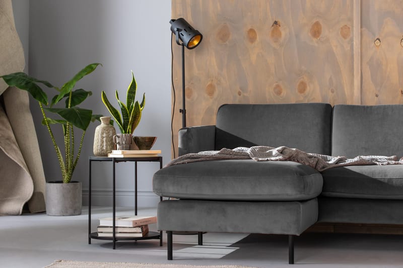 Teodin Hjørnesofa med Divan Venstre Fløyel - Lysegrå - Møbler - Sofaer - Hjørnesofaer - Hjørnesofa med divan