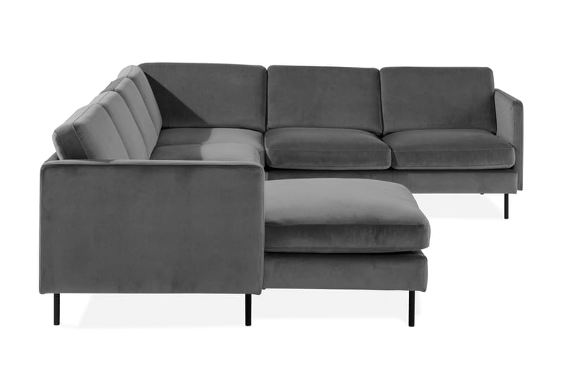 Teodin Hjørnesofa med Divan Venstre Fløyel - Lysegrå - Møbler - Sofaer - Hjørnesofaer - Hjørnesofa med divan