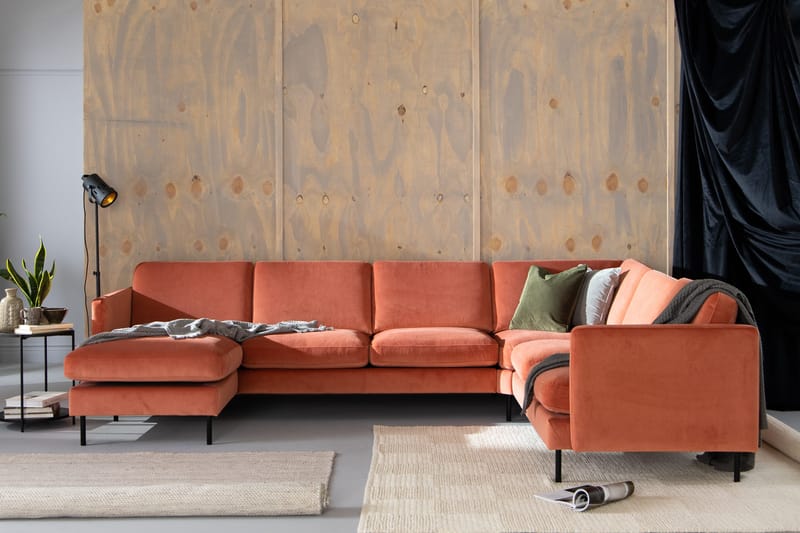 Teodin Hjørnesofa med Divan Venstre Fløyel - Rosa - Møbler - Sofaer - Hjørnesofaer - Hjørnesofa med divan