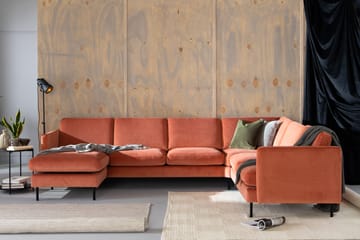 Teodin Hjørnesofa med Divan Venstre Fløyel - Rosa - Møbler - Sofaer - Hjørnesofaer - Hjørnesofa med divan