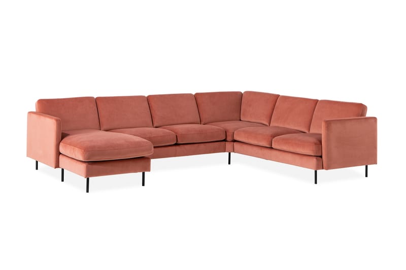 Teodin Hjørnesofa med Divan Venstre Fløyel - Rosa - Møbler - Sofaer - Hjørnesofaer - Hjørnesofa med divan
