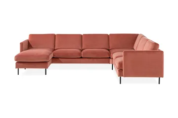 Teodin Hjørnesofa med Divan Venstre Fløyel - Rosa - Møbler - Sofaer - Hjørnesofaer - Hjørnesofa med divan