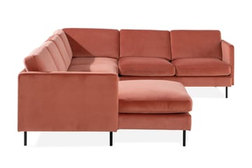 Teodin Hjørnesofa med Divan Venstre Fløyel - Rosa - Møbler - Sofaer - Hjørnesofaer - Hjørnesofa med divan