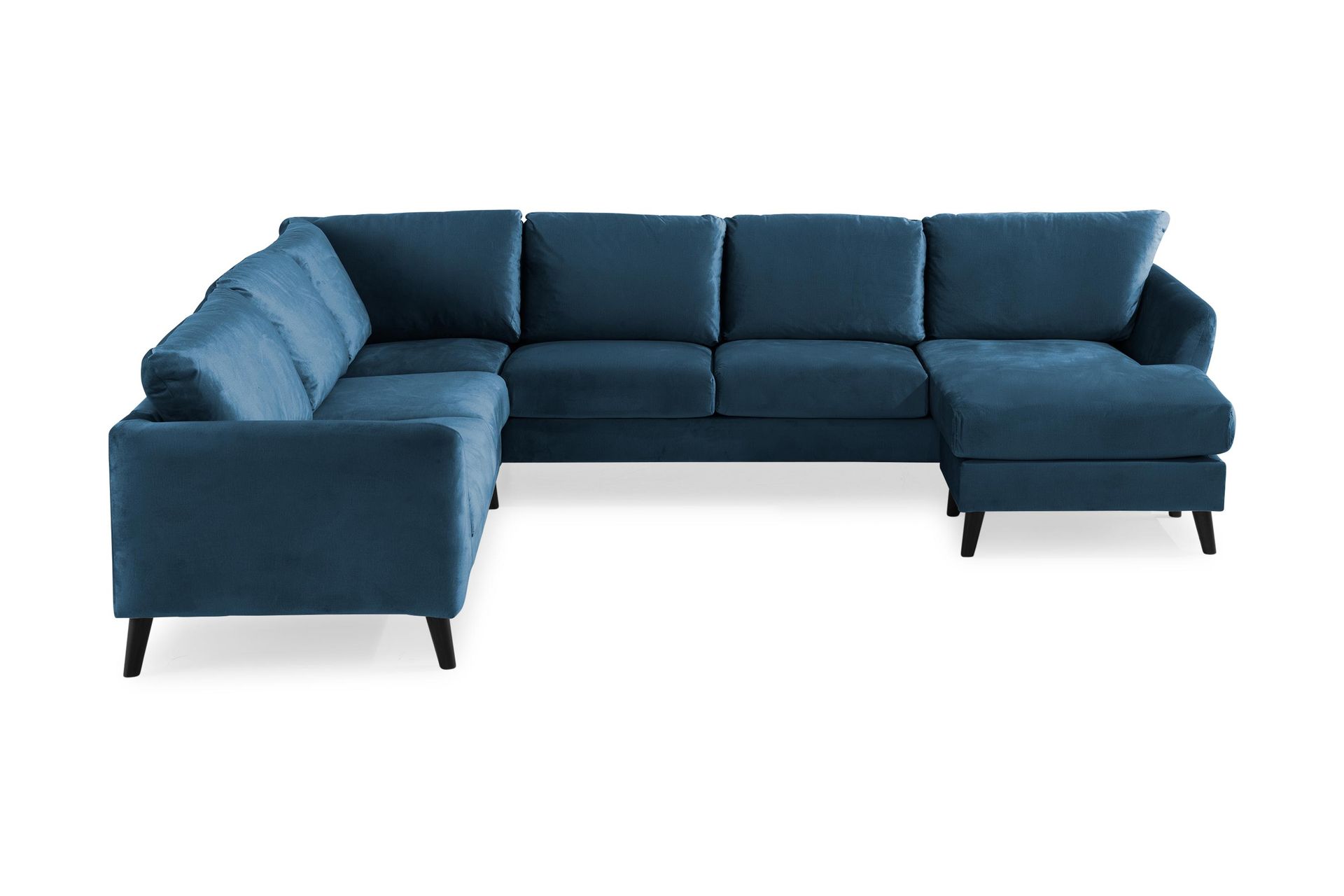 Trend 5-seters Høyrevendt L-formet Hjørnesofa med Divan i Fløyel - Blå - Møbler - Sofaer - Hjørnesofaer - Hjørnesofa med divan