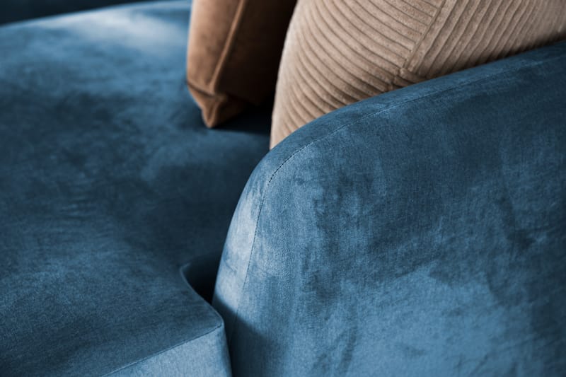 Trend 5-seters Høyrevendt L-formet Hjørnesofa med Divan i Fløyel - Blå - Møbler - Sofaer - Hjørnesofaer - Hjørnesofa med divan
