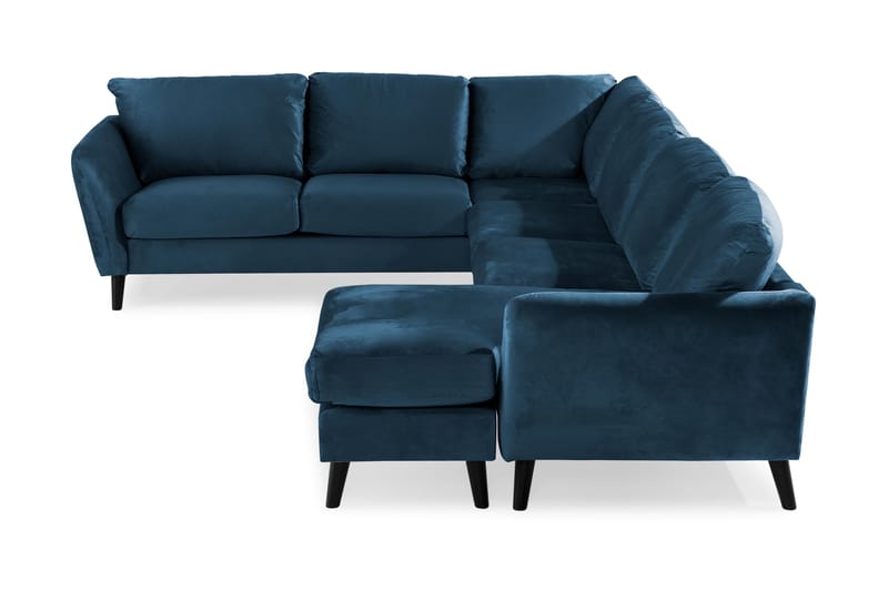 Trend 5-seters Høyrevendt L-formet Hjørnesofa med Divan i Fløyel - Blå - Møbler - Sofaer - Hjørnesofaer - Hjørnesofa med divan
