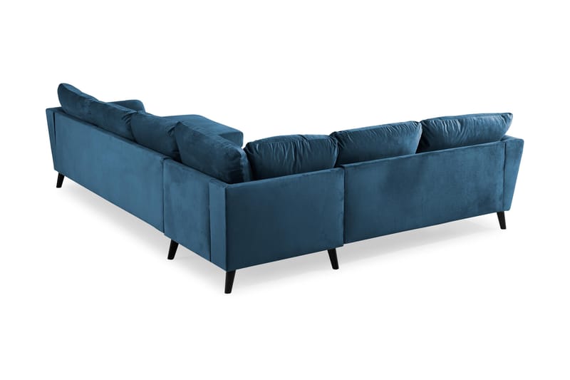 Trend 5-seters Høyrevendt L-formet Hjørnesofa med Divan i Fløyel - Blå - Møbler - Sofaer - Hjørnesofaer - Hjørnesofa med divan