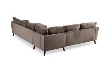 Trend 5-seters Høyrevendt L-formet Hjørnesofa med Divan i Fløyel - Brun - Møbler - Sofaer - Hjørnesofaer - Hjørnesofa med divan