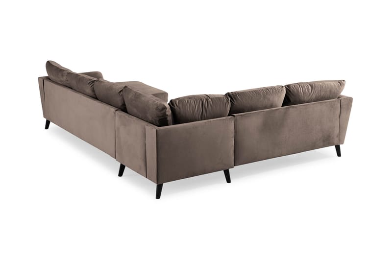 Trend 5-seters Høyrevendt L-formet Hjørnesofa med Divan i Fløyel - Brun - Møbler - Sofaer - Hjørnesofaer - Hjørnesofa med divan