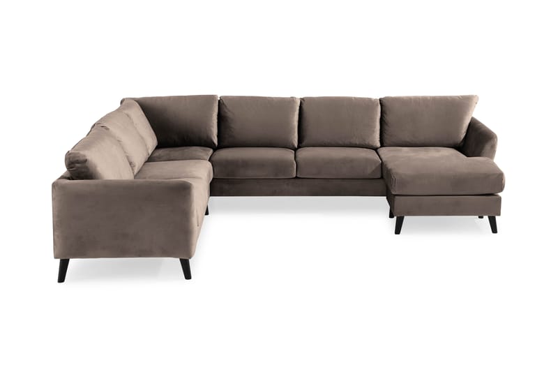 Trend 5-seters Høyrevendt L-formet Hjørnesofa med Divan i Fløyel - Brun - Møbler - Sofaer - Hjørnesofaer - Hjørnesofa med divan