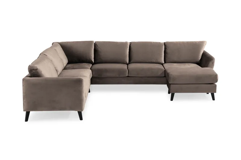 Trend 5-seters Høyrevendt L-formet Hjørnesofa med Divan i Fløyel, Brun
