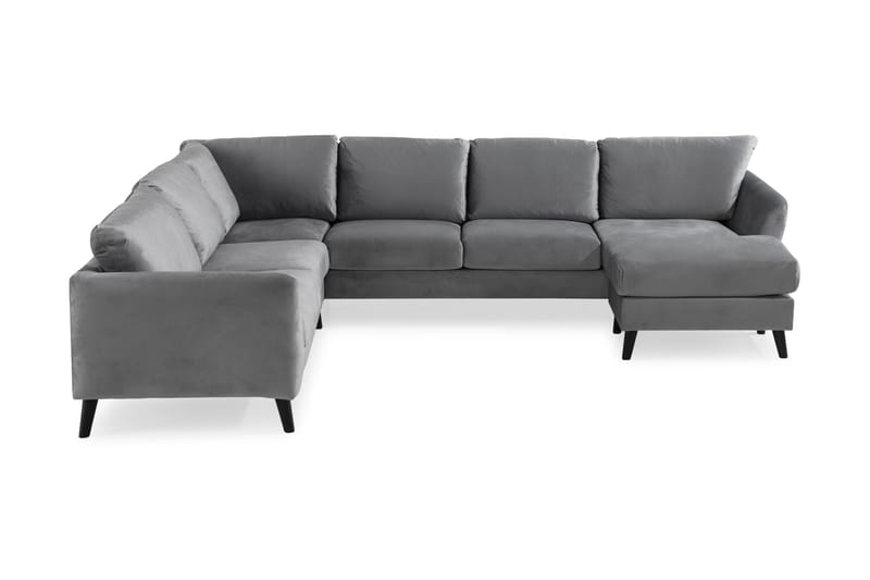 Trend 5-seters Høyrevendt L-formet Hjørnesofa med Divan i Fløyel - Lys grå - Møbler - Sofaer - Hjørnesofaer - Hjørnesofa med divan