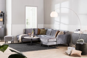 Trend 5-seters Høyrevendt L-formet Hjørnesofa med Divan i Fløyel - Lys grå - Møbler - Sofaer - Hjørnesofaer - Hjørnesofa med divan