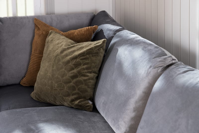 Trend 5-seters Høyrevendt L-formet Hjørnesofa med Divan i Fløyel - Lys grå - Møbler - Sofaer - Hjørnesofaer - Hjørnesofa med divan