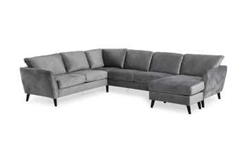 Trend 5-seters Høyrevendt L-formet Hjørnesofa med Divan i Fløyel - Lys grå - Møbler - Sofaer - Hjørnesofaer - Hjørnesofa med divan