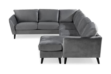 Trend 5-seters Høyrevendt L-formet Hjørnesofa med Divan i Fløyel - Lys grå - Møbler - Sofaer - Hjørnesofaer - Hjørnesofa med divan