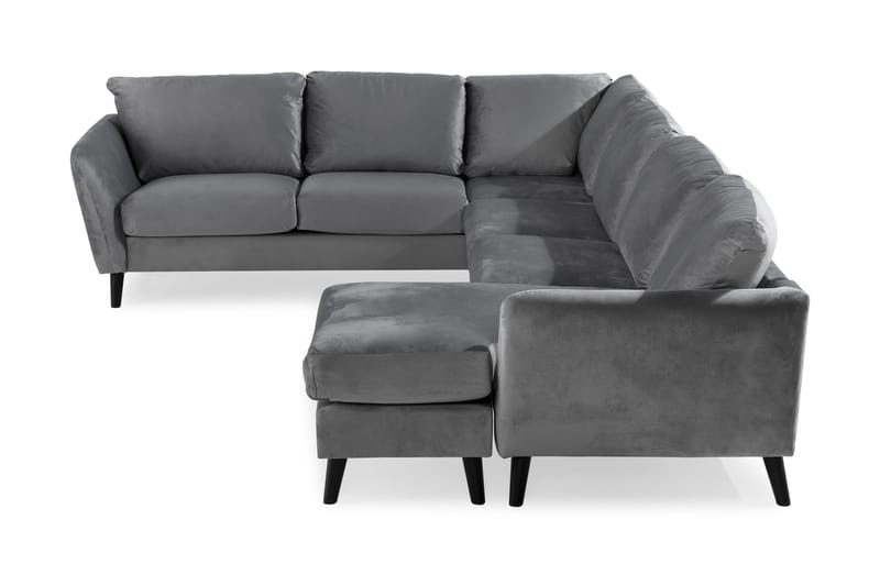 Trend 5-seters Høyrevendt L-formet Hjørnesofa med Divan i Fløyel - Lys grå - Møbler - Sofaer - Hjørnesofaer - Hjørnesofa med divan