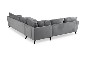Trend 5-seters Høyrevendt L-formet Hjørnesofa med Divan i Fløyel - Lysegrå - Møbler - Sofaer - Hjørnesofaer - Hjørnesofa med divan