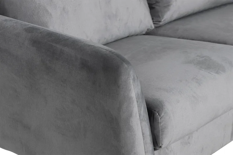 Trend 5-seters Høyrevendt L-formet Hjørnesofa med Divan i Fløyel - Lysegrå - Møbler - Sofaer - Hjørnesofaer - Hjørnesofa med divan