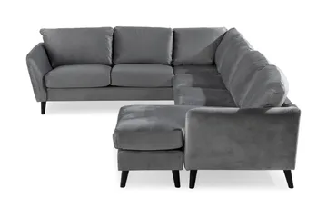 Trend 5-seters Høyrevendt L-formet Hjørnesofa med Divan i Fløyel - Lysegrå - Møbler - Sofaer - Hjørnesofaer - Hjørnesofa med divan
