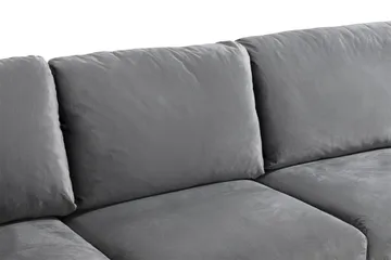 Trend 5-seters Høyrevendt L-formet Hjørnesofa med Divan i Fløyel - Lysegrå - Møbler - Sofaer - Hjørnesofaer - Hjørnesofa med divan
