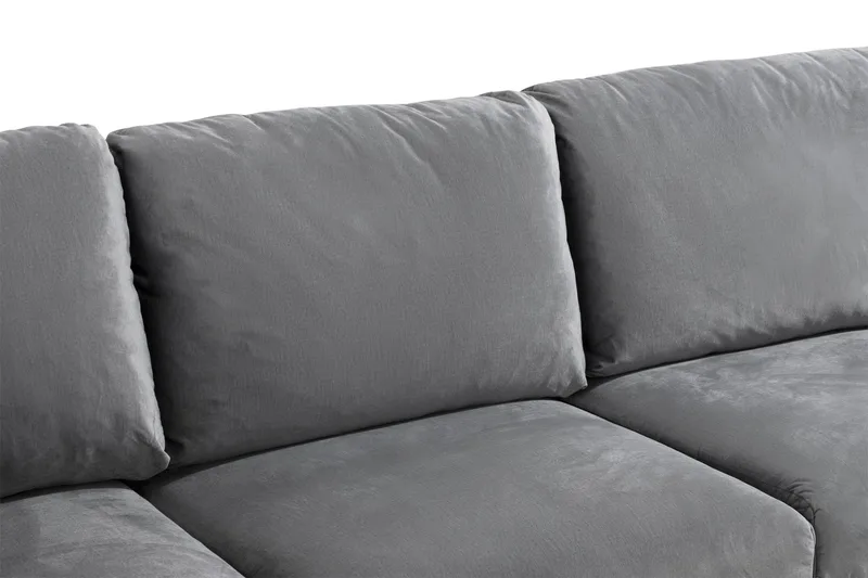Trend 5-seters Høyrevendt L-formet Hjørnesofa med Divan i Fløyel - Lysegrå - Møbler - Sofaer - Hjørnesofaer - Hjørnesofa med divan