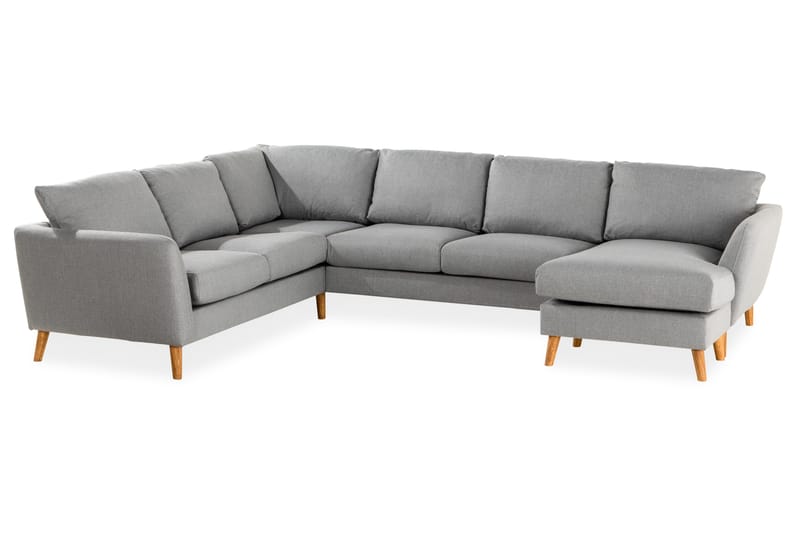 Trend 5-seters Høyrevendt U-formet Hjørnesofa med Divan i Stoff - Grå - Møbler - Sofaer - Hjørnesofaer - Hjørnesofa med divan