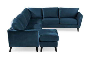 Trend 5-seters Venstrevendt U-formet Hjørnesofa med Divan i Fløyel - Blå - Møbler - Sofaer - Hjørnesofaer - Hjørnesofa med divan
