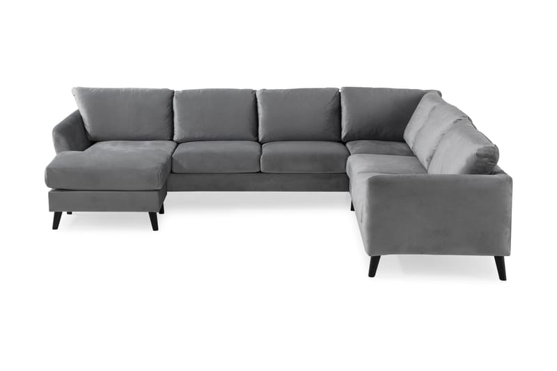 Trend 5-seters Venstrevendt U-formet Hjørnesofa med Divan i Fløyel - Lys grå - Møbler - Sofaer - Hjørnesofaer - Hjørnesofa med divan