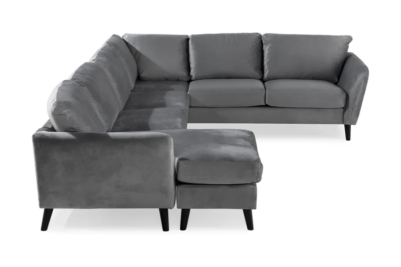 Trend 5-seters Venstrevendt U-formet Hjørnesofa med Divan i Fløyel - Lys grå - Møbler - Sofaer - Hjørnesofaer - Hjørnesofa med divan