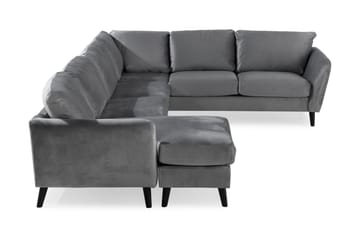 Trend 5-seters Venstrevendt U-formet Hjørnesofa med Divan i Fløyel - Lysegrå - Møbler - Sofaer - Hjørnesofaer - Hjørnesofa med divan