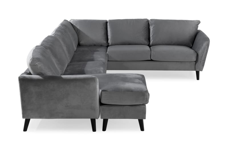 Trend 5-seters Venstrevendt U-formet Hjørnesofa med Divan i Fløyel - Lysegrå - Møbler - Sofaer - Hjørnesofaer - Hjørnesofa med divan