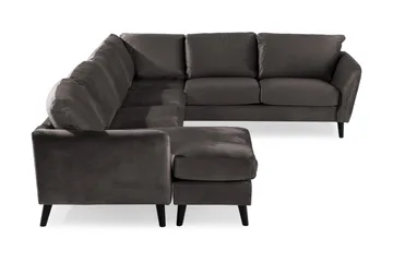 Trend 5-seters Venstrevendt U-formet Hjørnesofa med Divan i Fløyel - Mørk grå - Møbler - Sofaer - Hjørnesofaer - Hjørnesofa med divan