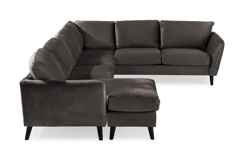 Trend 5-seters Venstrevendt U-formet Hjørnesofa med Divan i Fløyel - Mørk grå - Møbler - Sofaer - Hjørnesofaer - Hjørnesofa med divan