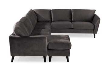 Trend 5-seters Venstrevendt U-formet Hjørnesofa med Divan i Fløyel - Mørk grå - Møbler - Sofaer - Hjørnesofaer - Hjørnesofa med divan