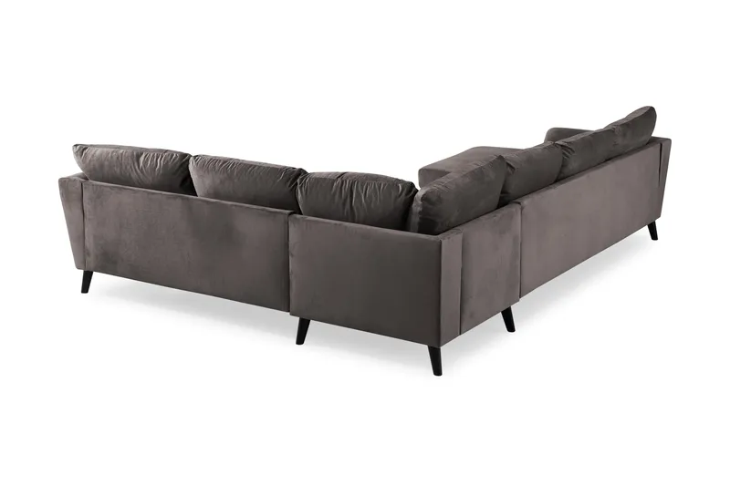 Trend 5-seters Venstrevendt U-formet Hjørnesofa med Divan i Fløyel - Mørk grå - Møbler - Sofaer - Hjørnesofaer - Hjørnesofa med divan