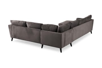 Trend 5-seters Venstrevendt U-formet Hjørnesofa med Divan i Fløyel - Mørk grå - Møbler - Sofaer - Hjørnesofaer - Hjørnesofa med divan