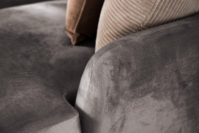 Trend 5-seters Venstrevendt U-formet Hjørnesofa med Divan i Fløyel - Mørkegrå - Møbler - Sofaer - Hjørnesofaer - Hjørnesofa med divan