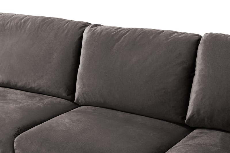Trend 5-seters Venstrevendt U-formet Hjørnesofa med Divan i Fløyel - Mørkegrå - Møbler - Sofaer - Hjørnesofaer - Hjørnesofa med divan