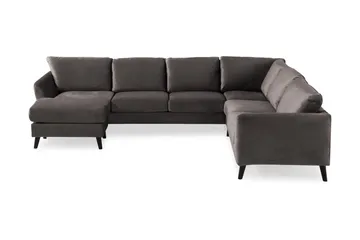 Trend 5-seters Venstrevendt U-formet Hjørnesofa med Divan i Fløyel - Mørkegrå - Møbler - Sofaer - Hjørnesofaer - Hjørnesofa med divan