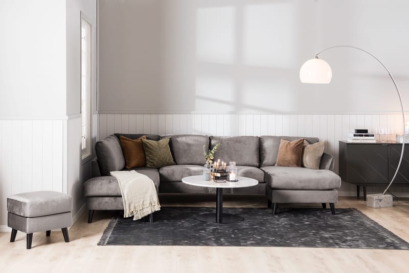 Trend 5-seters Venstrevendt U-formet Hjørnesofa med Divan i Fløyel - Mørkegrå - Møbler - Sofaer - Hjørnesofaer - Hjørnesofa med divan