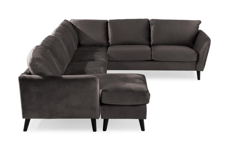 Trend 5-seters Venstrevendt U-formet Hjørnesofa med Divan i Fløyel - Mørkegrå - Møbler - Sofaer - Hjørnesofaer - Hjørnesofa med divan