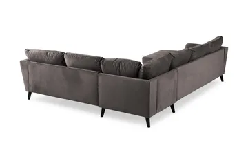 Trend 5-seters Venstrevendt U-formet Hjørnesofa med Divan i Fløyel - Mørkegrå - Møbler - Sofaer - Hjørnesofaer - Hjørnesofa med divan