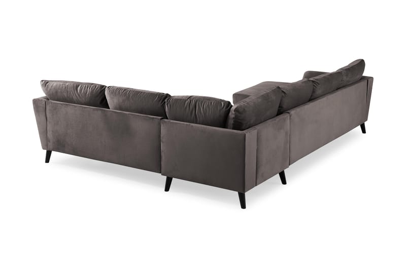 Trend 5-seters Venstrevendt U-formet Hjørnesofa med Divan i Fløyel - Mørkegrå - Møbler - Sofaer - Hjørnesofaer - Hjørnesofa med divan
